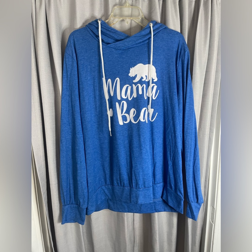 Blue mama bear light weight hooded top size XXL